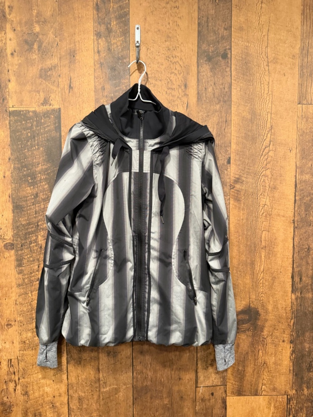 Women’s Hooded Windbreaker Jacket - Gray/Black